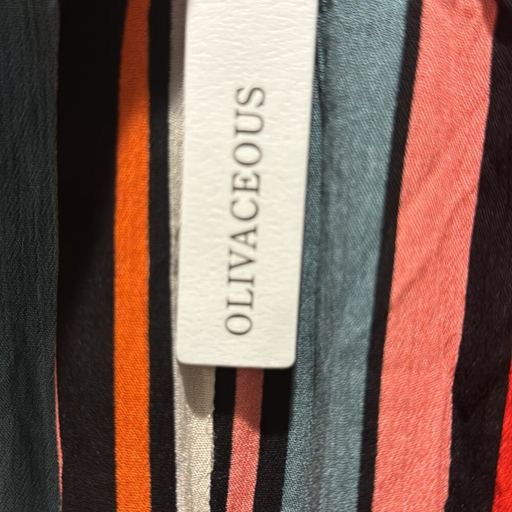 Olivaceous NWT Multicolor Stripes wide Leg with slit Slip on Pants. - Picture 2 of 7